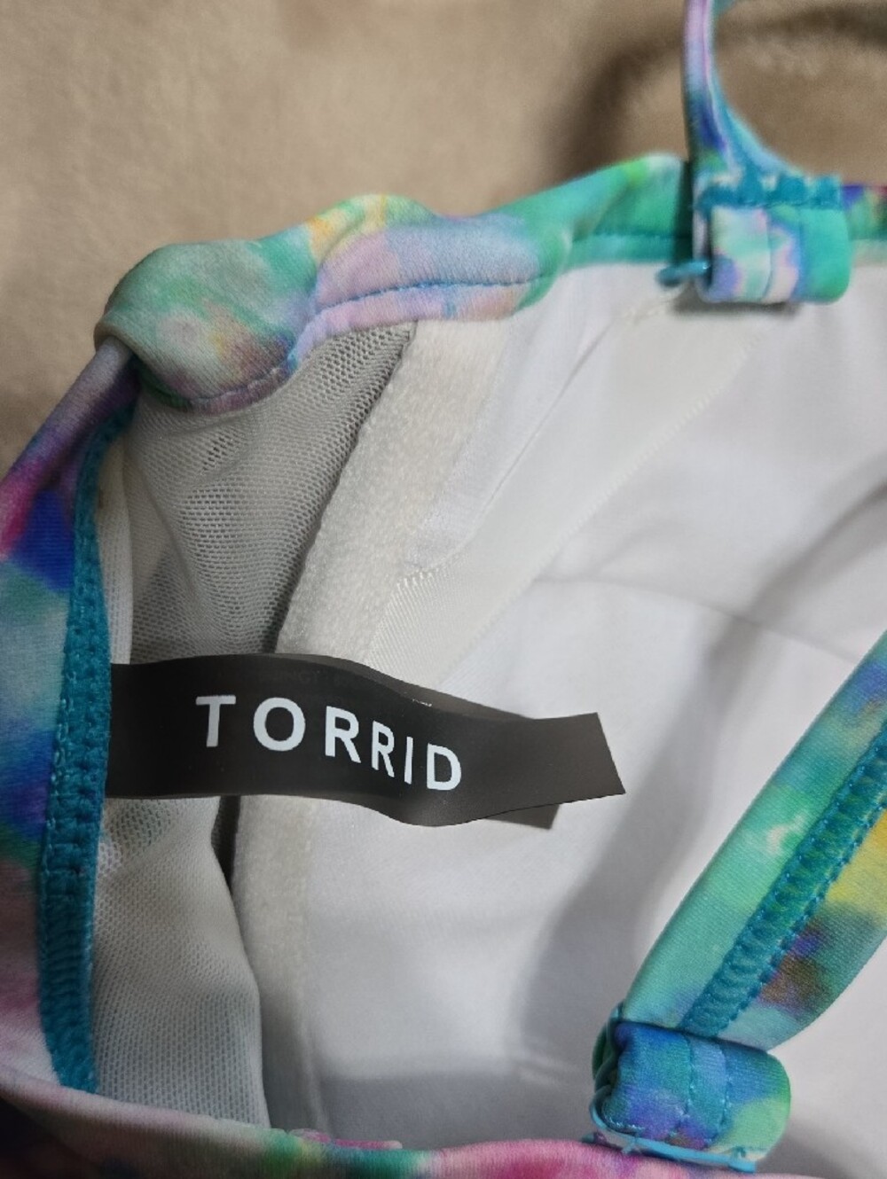 torrid Multicolor Tie-Dye Bikini Top - Blue Pink Green - Picture 2 of 7